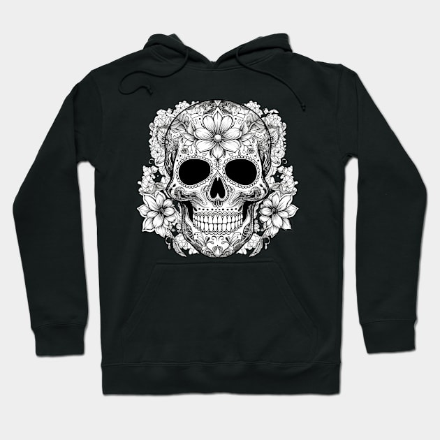 Skull with Flowers Hoodie by Saltwater Soul